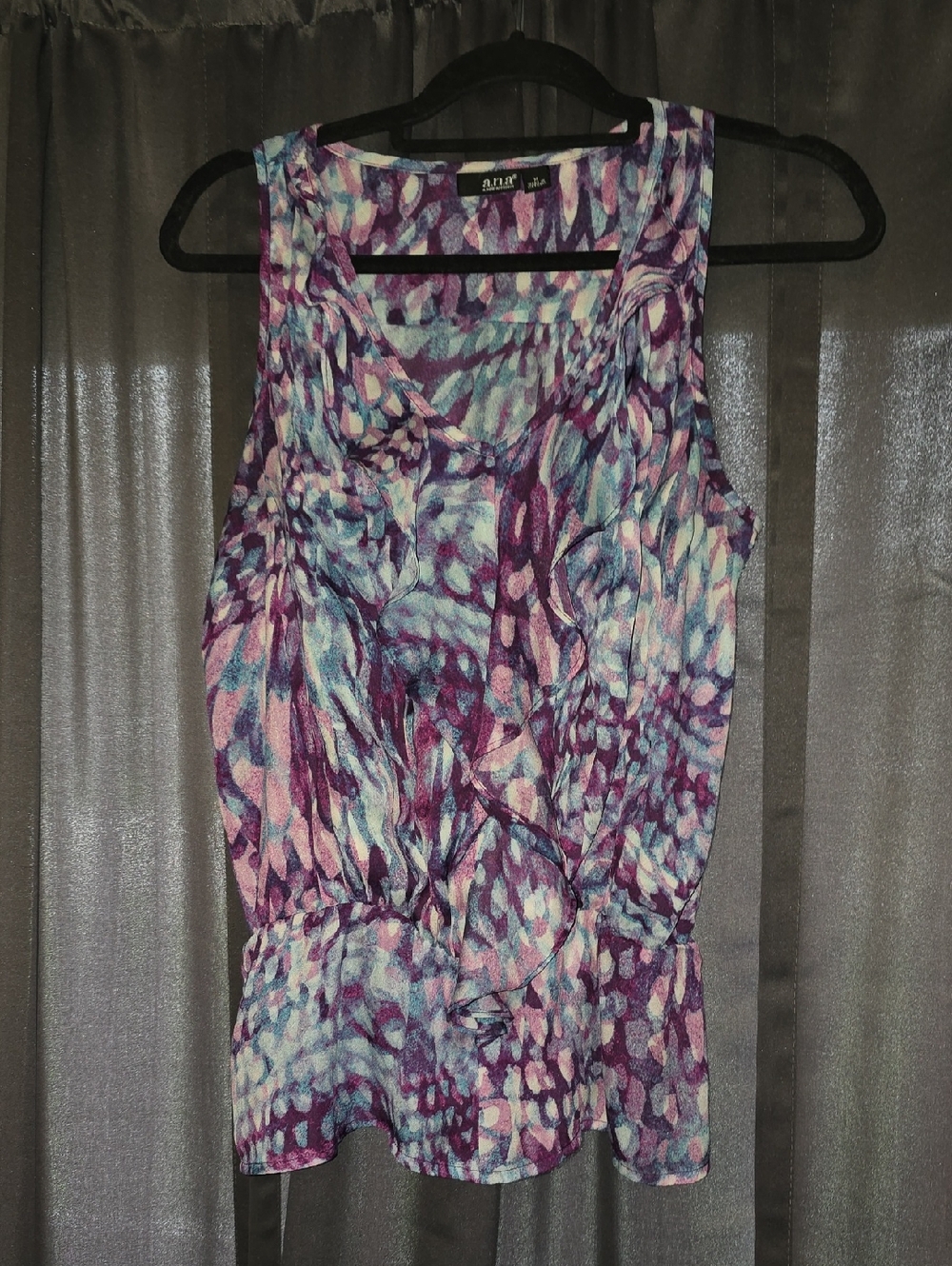 a.n.a Purple and Teal Abstract Print Sleeveless Tank